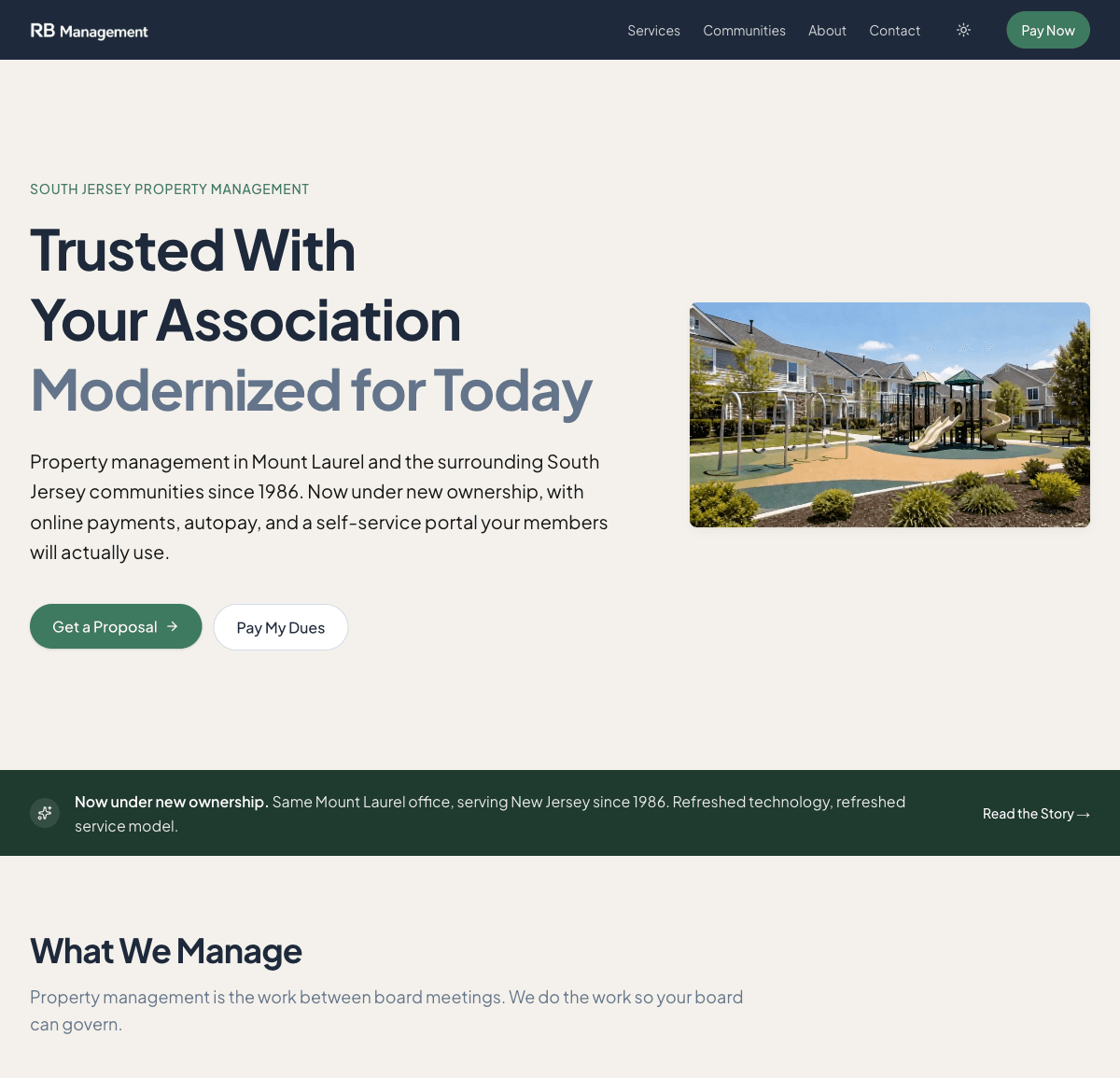 RB Management marketing site homepage